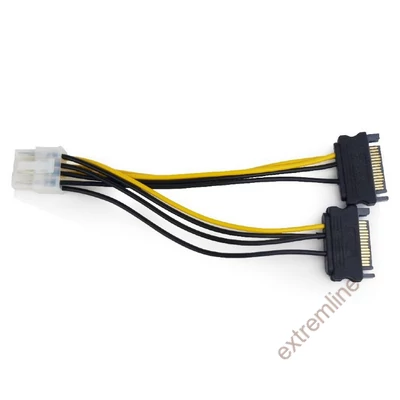 KÁBEL -  SATA x2 -> 8pin VGA tápkábel adapter